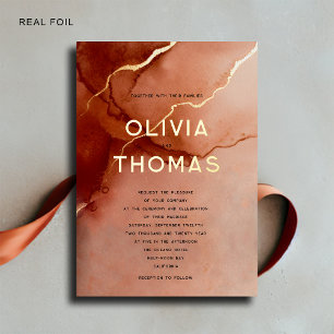 Terracotta Elegant Modern Beach Fall Wedding Gold