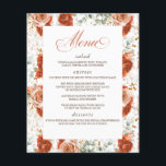 Terracotta Elegant Modern Wedding Menu<br><div class="desc">Terracotta flowers white menu cards</div>