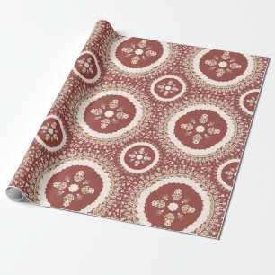 Terracotta Elegant Ornamental Floral Wrapping Paper