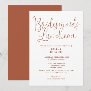 Terracotta Elegant Script Bridesmaids Luncheon Invitation