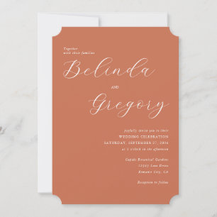 Terracotta Elegant Script Calligraphy Wedding Invitation