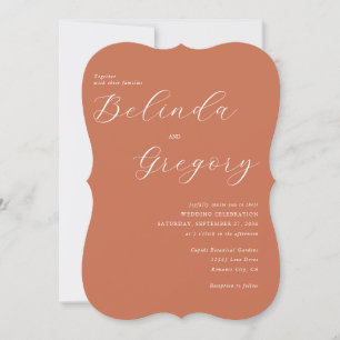 Terracotta Elegant Script Calligraphy Wedding Invitation