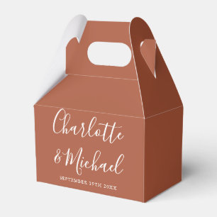 Terracotta Elegant Signature Script Wedding Favour Box