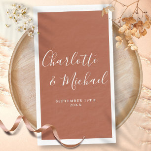 Terracotta Elegant Signature Script Wedding Napkin