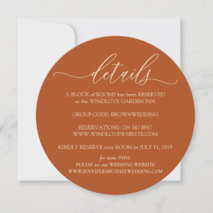 Terracotta Elegant Simple Wedding Details Invitation