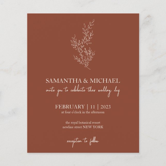 Terracotta Elegant Tiny Flower Botanical budget Flyer (Front)
