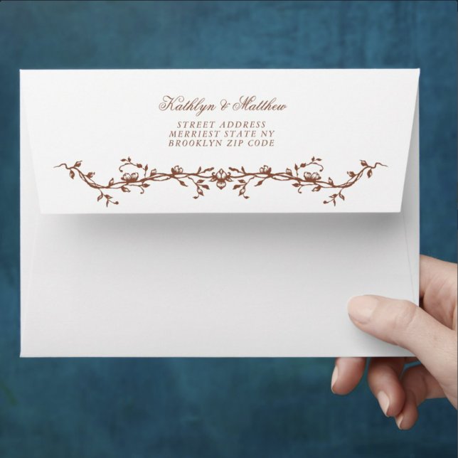 Terracotta Elegant Vintage Floral Wedding Envelope (Creator Uploaded)