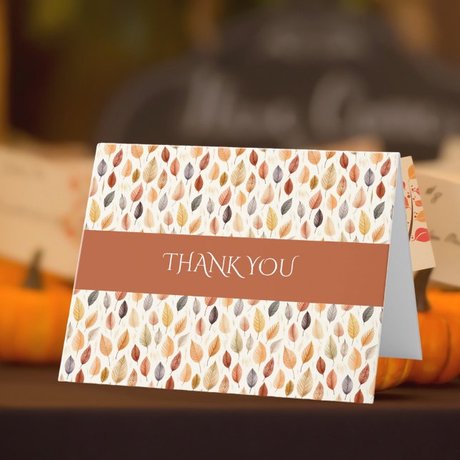 Terracotta Elegant Watercolor Autumn Leaves Fall Thank You Card (Creator Uploaded)