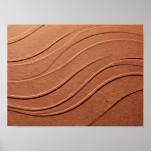 Terracotta Embossed Wave Texture Poster