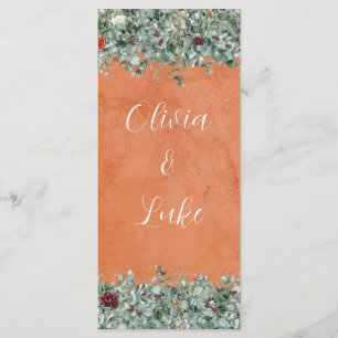 Terracotta Eucalyptus Burgundy Orange Floral Menu