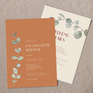 Terracotta Eucalyptus Deco Bachelorette Weekend Invitation