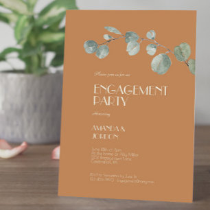 Terracotta Eucalyptus Deco Engagement Party Invitation