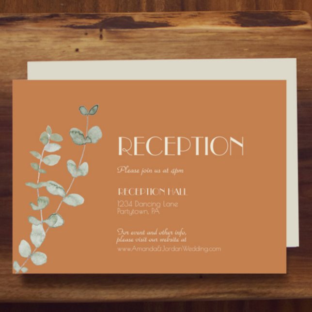 Terracotta Eucalyptus Deco Reception Details Enclosure Card (Creator Uploaded)