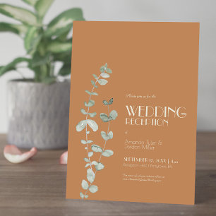 Terracotta Eucalyptus Deco Wedding Reception Invitation