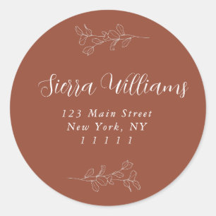 Terracotta Eucalyptus Round Return Address Label