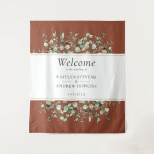 Terracotta Eucalyptus Wedding Welcome Tapestry