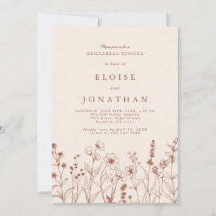Terracotta Fall Boho Wildflower Rehearsal Dinner Invitation