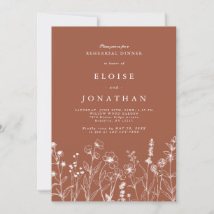 Terracotta Fall Boho Wildflower Rehearsal Dinner Invitation