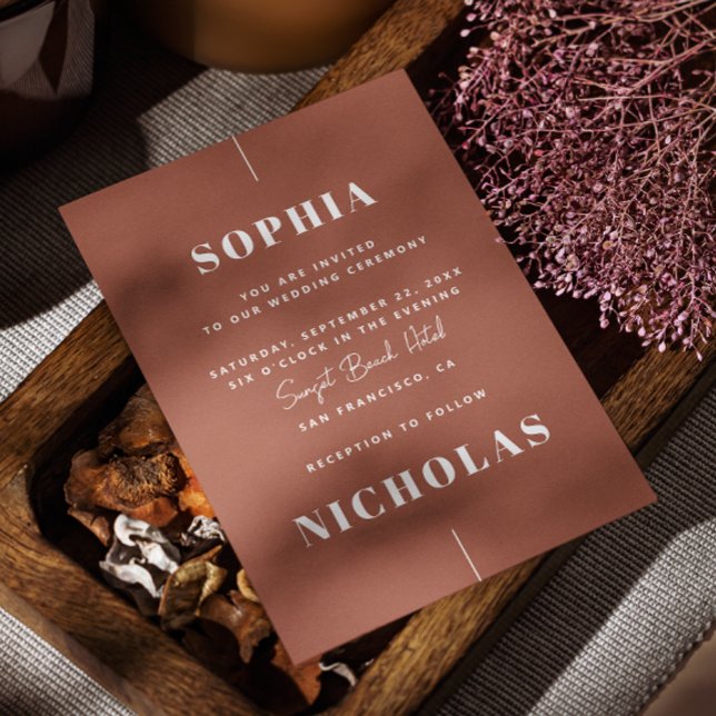 Terracotta fall Elegant minimalist wedding QR Code Invitation (Creator Uploaded)