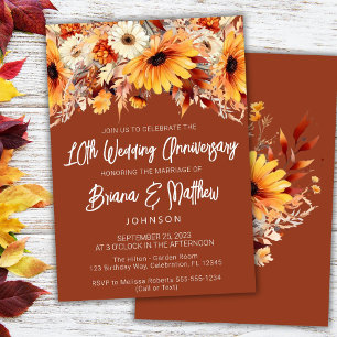 Terracotta Fall Floral 10th Wedding Anniversary  Invitation