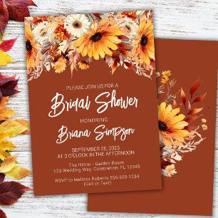 Terracotta Fall Floral Bridal Shower Invitation