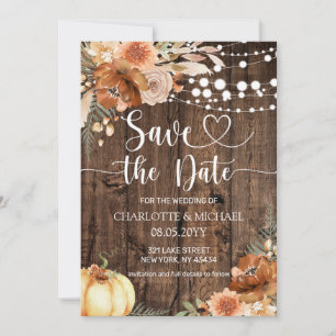 Terracotta Fall Floral Save the Date Wedding Invitation