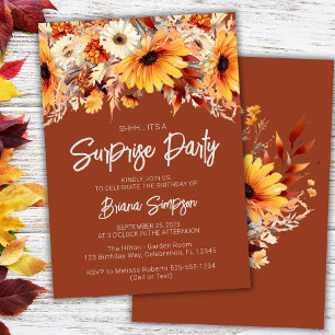 Terracotta Fall Floral Surprise Birthday Invitation
