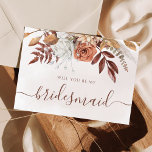 Terracotta Fall Foliage Flower Bridesmaid Proposal Invitation<br><div class="desc">Modern bohemian style bridesmaid proposal cards featuring watercolor flowers and fall leaves in earthy tones like rust brown,  burnt orange and terracotta. Perfect choice for autumn weddings.</div>