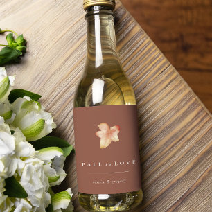 Terracotta "Fall in Love" Autumn Leaves Wine Label