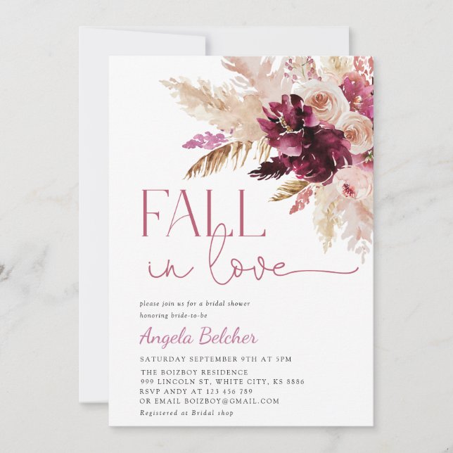 Terracotta Fall in Love Bridal Shower Invitation (Front)