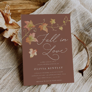 Terracotta "Fall in Love" Bridal Shower Invitation