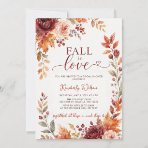 Terracotta Fall in Love Floral Fall Bridal Shower Invitation