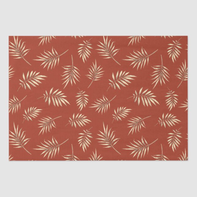 Terracotta Fall Leaves Tissue Paper (Front)