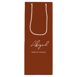 Terracotta Fall Personalised Name Wedding Party Wine Gift Bag