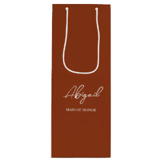 Terracotta Fall Personalised Name Wedding Party Wine Gift Bag