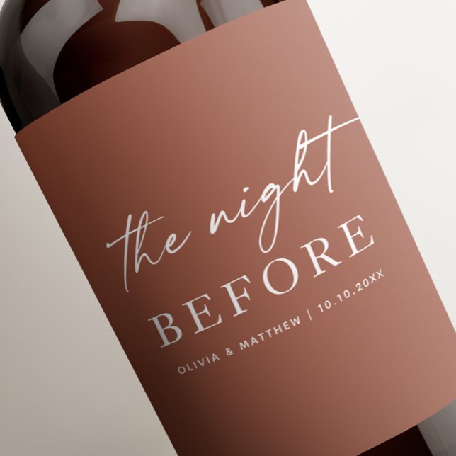 Terracotta Fall Rehearsal Dinner | Night Before Wine Label (Creator Uploaded)