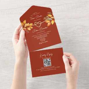 Terracotta Fall Wedding All In One Invitation