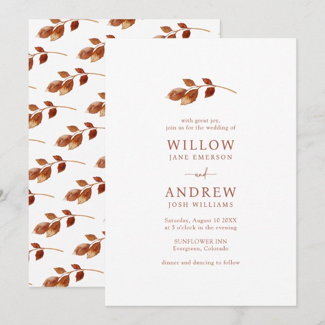 Terracotta Fall Wedding Invitation (Front/Back)