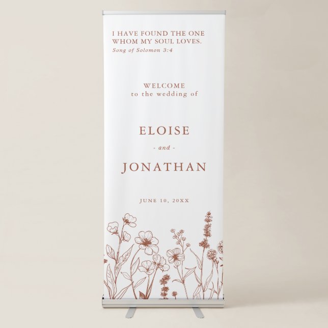 Terracotta Fall Wildflower Wedding Welcome  Retractable Banner (Front)