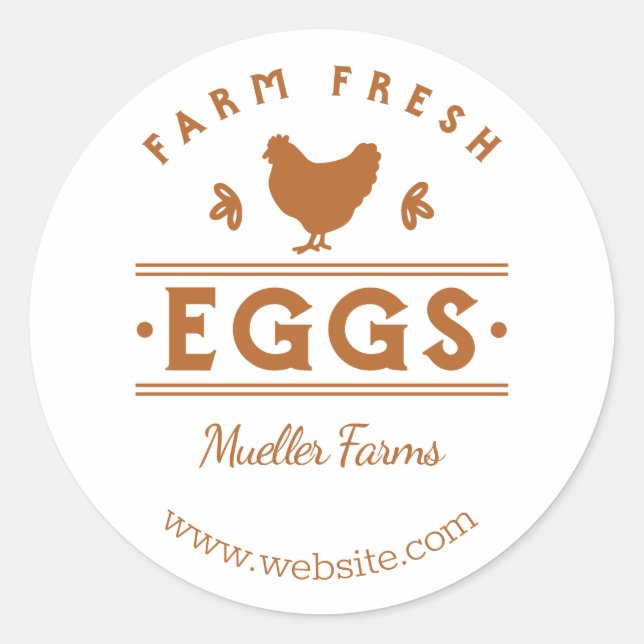 Terracotta Farm Fresh Eggs Classic Round Sticker (Front)