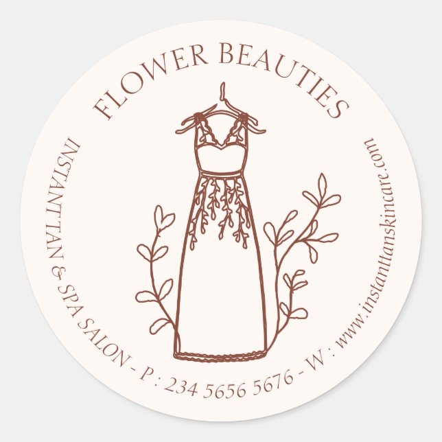 Terracotta Fashion Prom Dress Seamstress Tailor Classic Round Sticker (Front)
