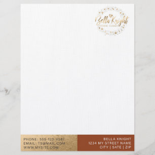 Terracotta & Faux Gold Foil Custom Company Logo Custom Letterhead