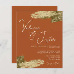TerraCotta Faux Gold Foil Wedding Invitation