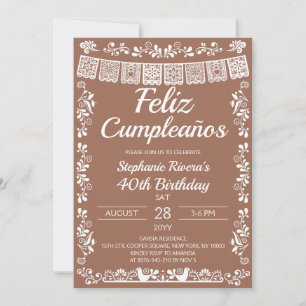 Terracotta Feliz Cumpleaños 40th Birthday Invitation