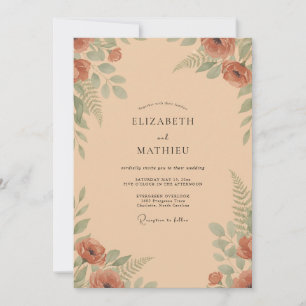 Terracotta Fern Boho Wedding Invitation