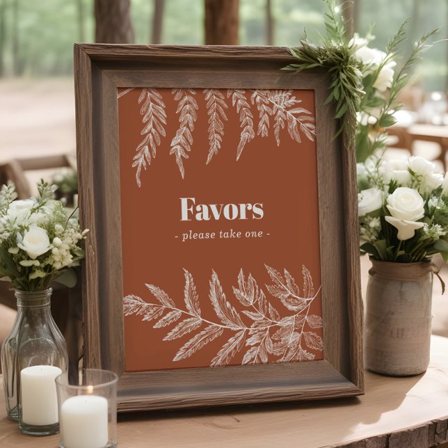 Terracotta Fern Leaf Botanical Wedding Favour Sign (Creator Uploaded)