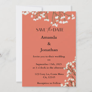 Terracotta Field Flowers Wedding Save the Date Invitation