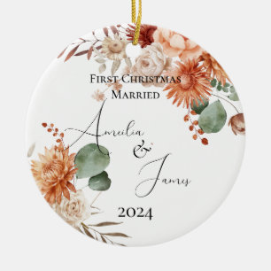 Terracotta First Christmas Married Ceramic Tree Decoration