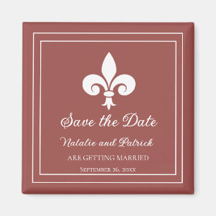 Terracotta Fleur de Lis Save the Date Magnet