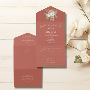 Terracotta Floral  All In One Invitation